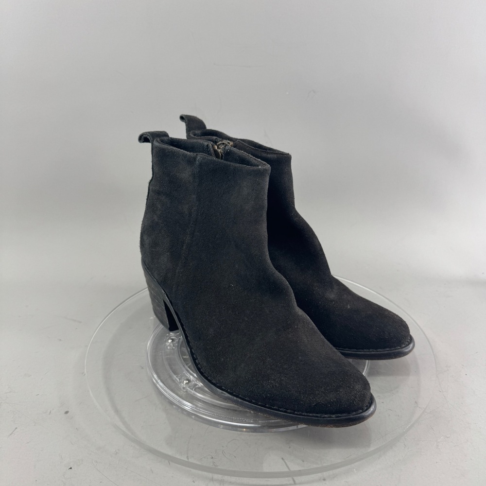 Diesel Womens Ankle Boots Suede Block Heel Side Zip Pointed Toe Black Size 39